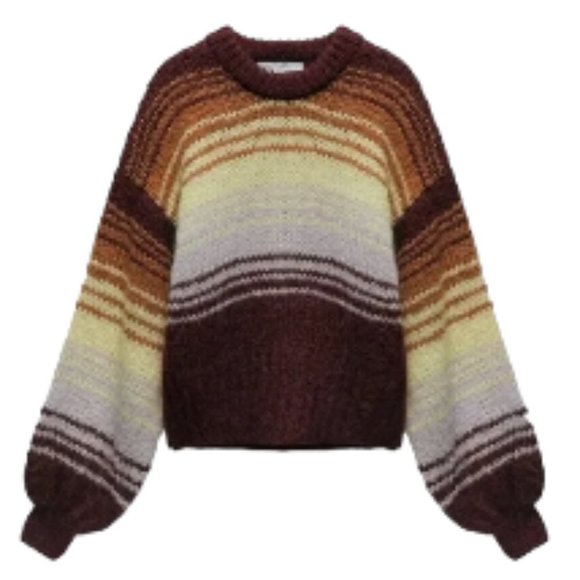 Zara Striped Multi-Color Cropped Crew Neck Sweater - Picture 2 of 9